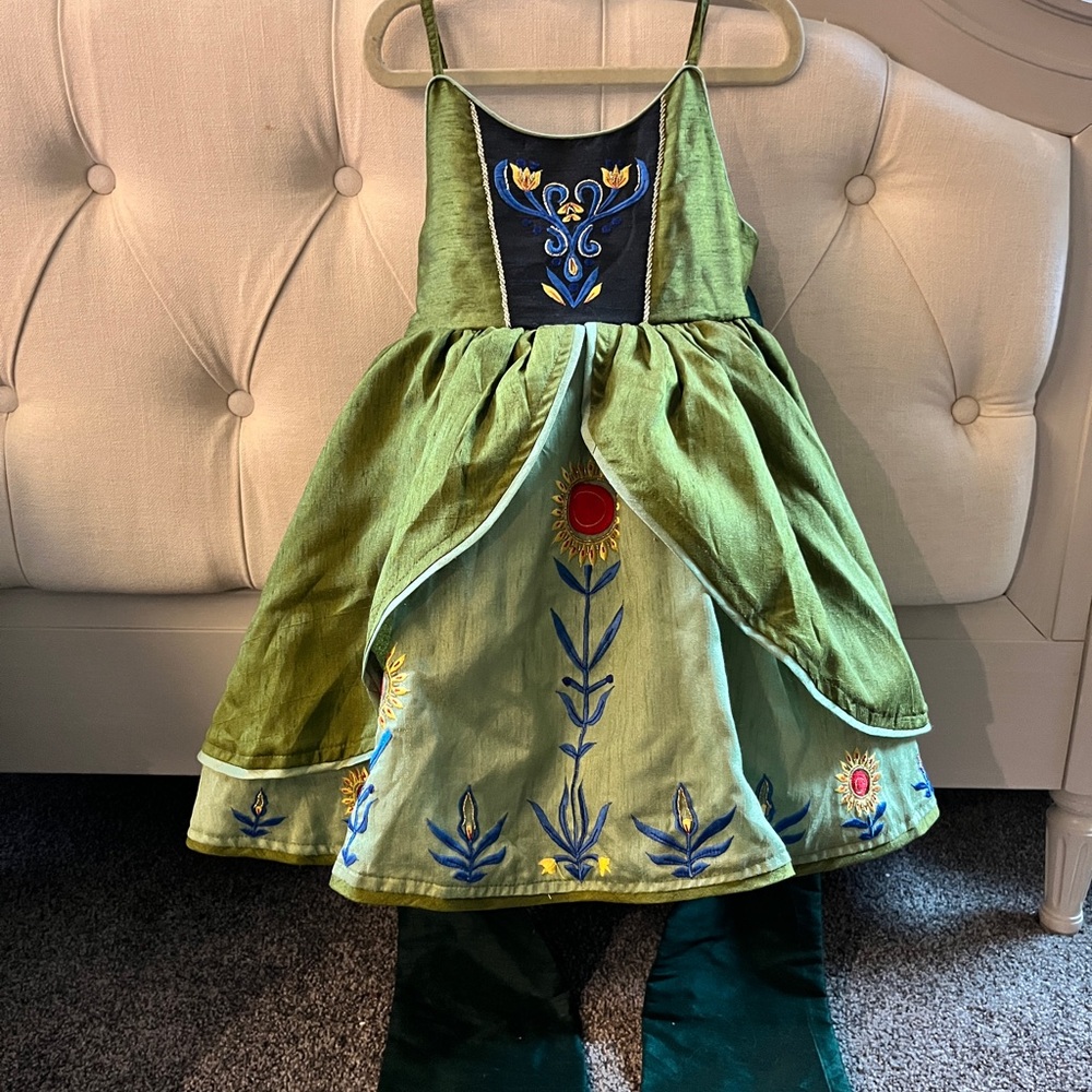 Green and Blue Formal Dress with Embroidered Details